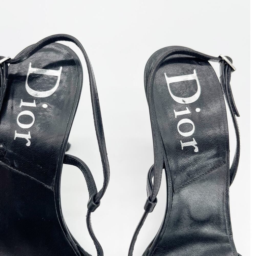 Christian Dior Vintage Y2K Black Woven Strappy Slingback Heel Sandals EU 40.5 - Picture 8 of 12